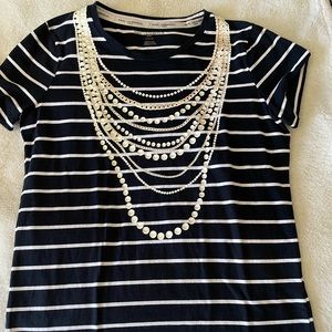 Karl Lagerfeld womens black and white stripe tee